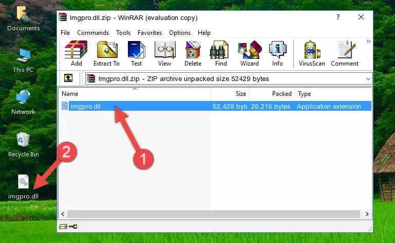 Pasting the Imgpro.dll file into the software's file folder