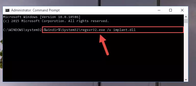 Reregistering the Implant.dll file in the system