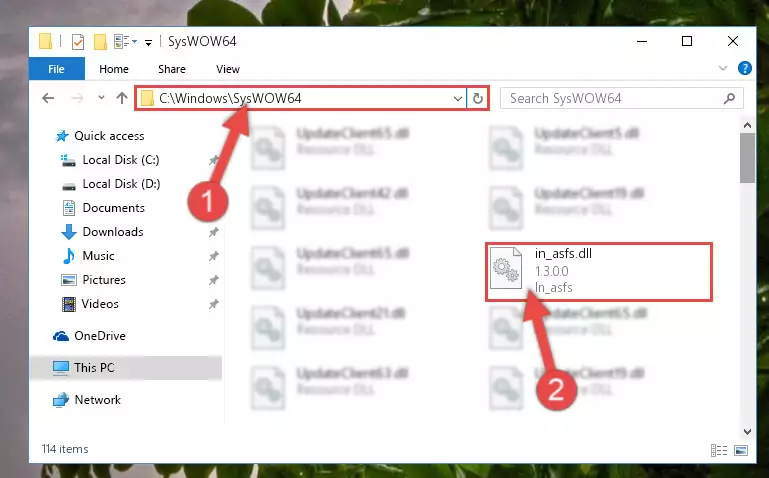 Copying the In_asfs.dll file to the Windows/sysWOW64 folder