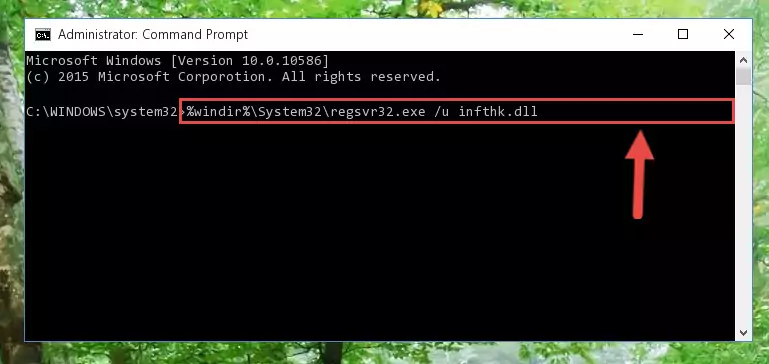 Reregistering the Infthk.dll file in the system