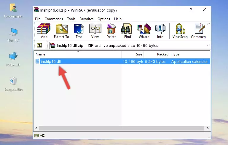 Pasting the Inshlp16.dll file into the software's file folder