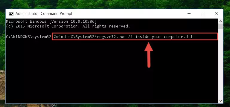 Deleting the Inside your computer.dll file's problematic registry in the Windows Registry Editor