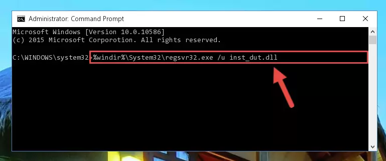 Creating a new registry for the Inst_dut.dll library in the Windows Registry Editor