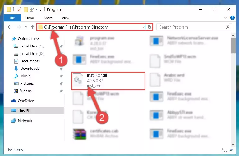 Choosing the Inst_kor.dll library