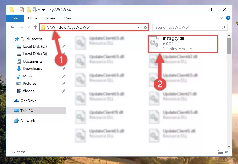Extracting the Instagcy.dll library to the desktop