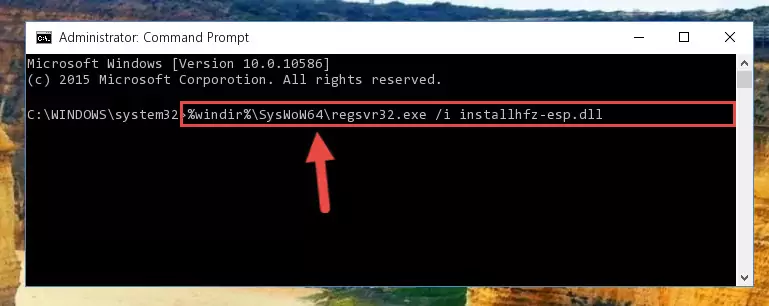 Uninstalling the damaged Installhfz-esp.dll file's registry from the system (for 64 Bit)