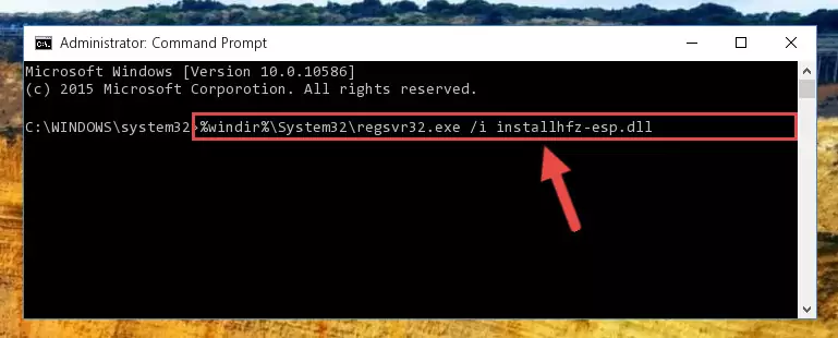 Uninstalling the Installhfz-esp.dll file from the system registry