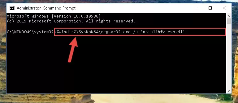 Reregistering the Installhfz-esp.dll file in the system (for 64 Bit)