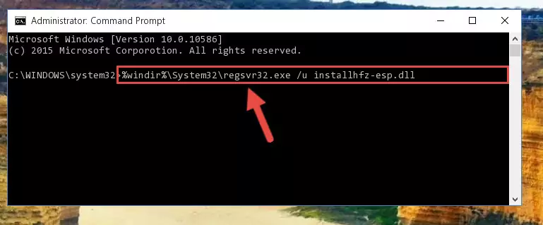 Reregistering the Installhfz-esp.dll file in the system
