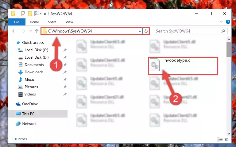 Pasting the Invcodetype.dll library into the Windows/sysWOW64 directory