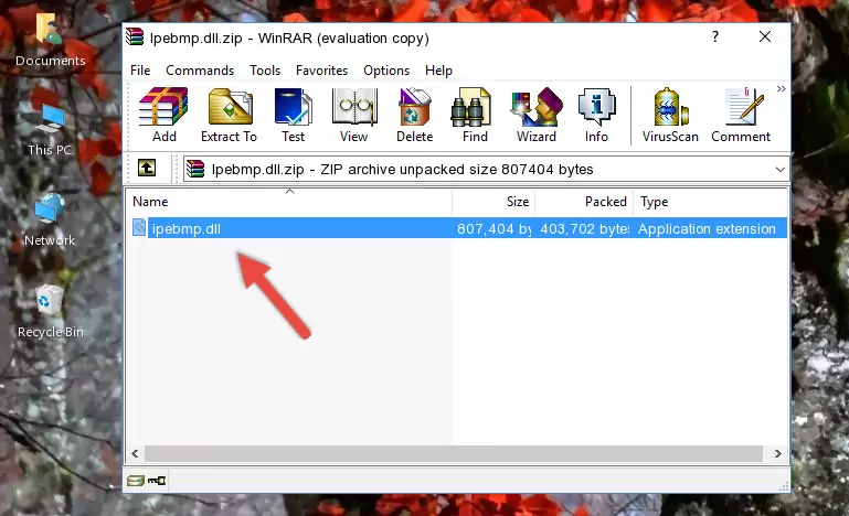 Pasting the Ipebmp.dll file into the software's file folder