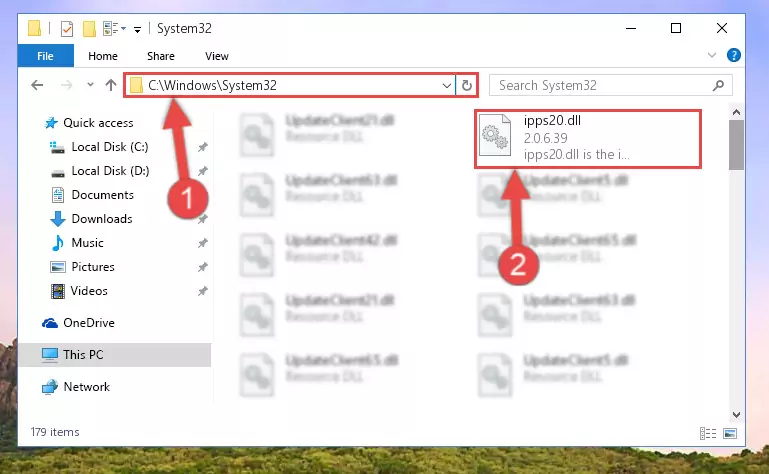 Pasting the Ipps20.dll file into the Windows/sysWOW64 folder