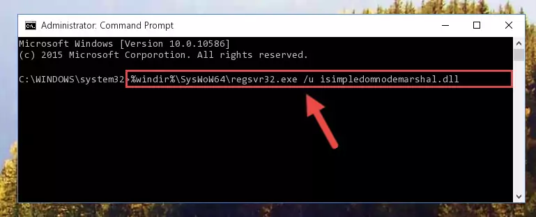 Reregistering the Isimpledomnodemarshal.dll file in the system (for 64 Bit)