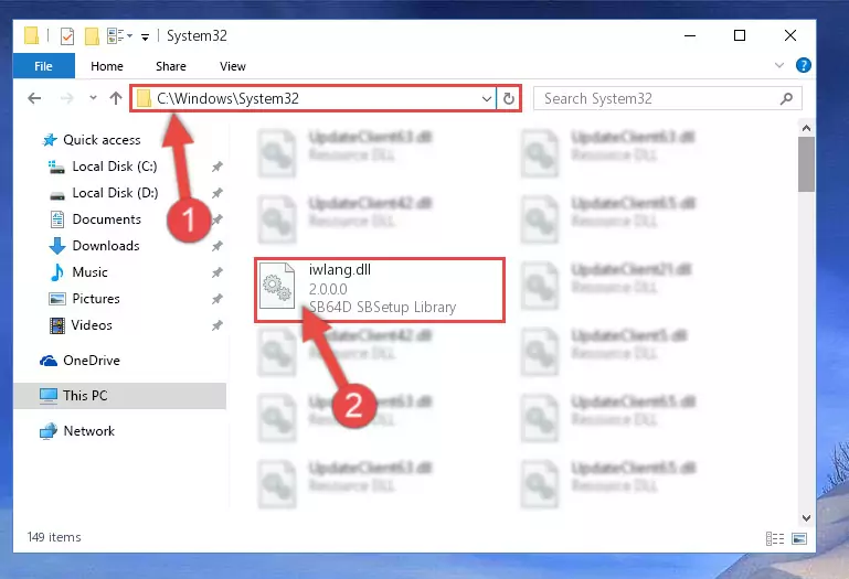 Pasting the Iwlang.dll file into the Windows/sysWOW64 folder