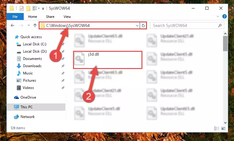 Copying the J3d.dll file to the Windows/sysWOW64 folder