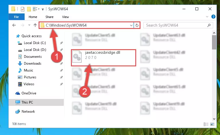 Copying the Jawtaccessbridge.dll file to the Windows/sysWOW64 folder