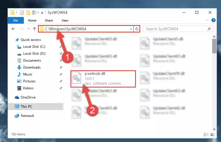 Copying the Jcontrols.dll file to the Windows/sysWOW64 folder