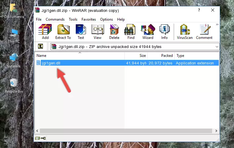 Pasting the Jgi1gen.dll file into the software's file folder