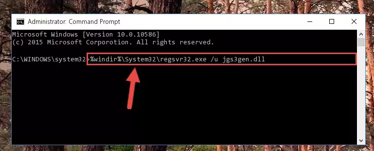 Reregistering the Jgs3gen.dll file in the system