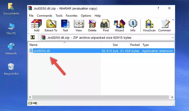 Copying the Jsd3250.dll file into the file folder of the software.