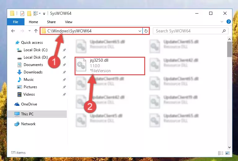 Pasting the Jsj3250.dll file into the Windows/sysWOW64 folder
