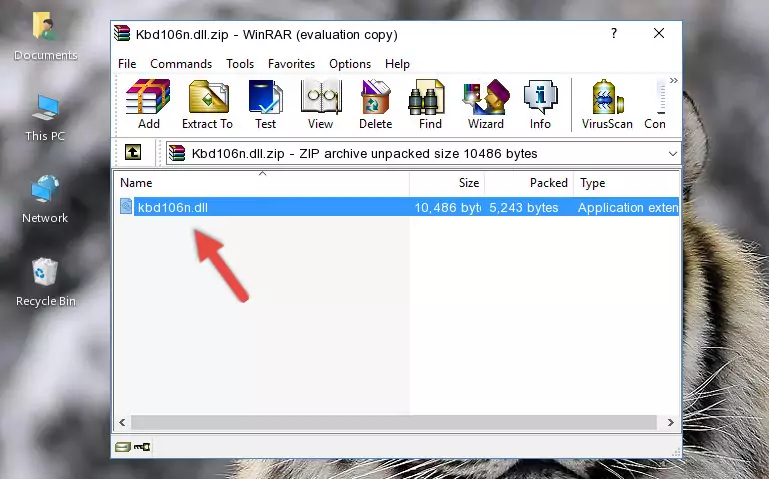 Copying the Kbd106n.dll file into the software's file folder