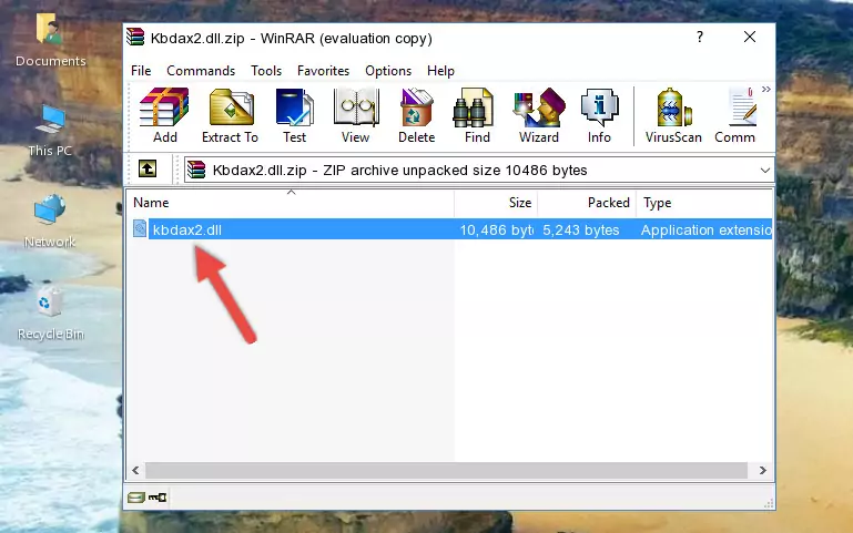 Pasting the Kbdax2.dll file into the software's file folder