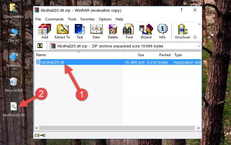Copying the Kbdhe220.dll file into the software's file folder