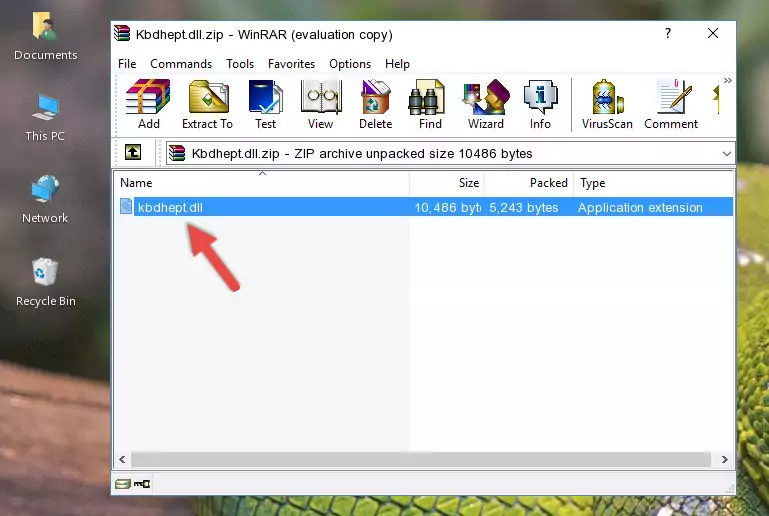 Copying the Kbdhept.dll file into the software's file folder