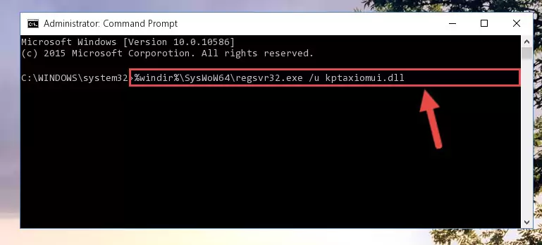 Reregistering the Kptaxiomui.dll file in the system