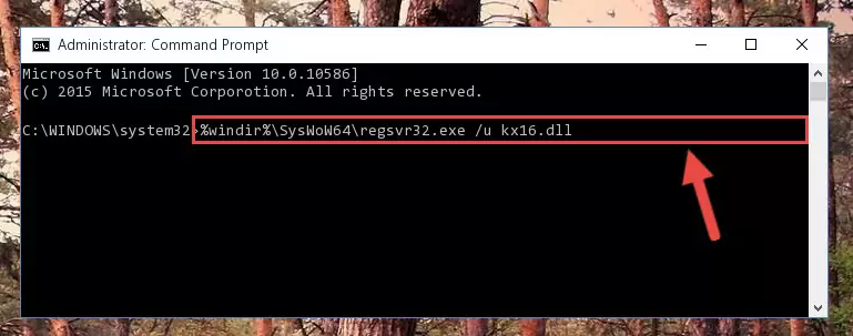 Reregistering the Kx16.dll library in the system