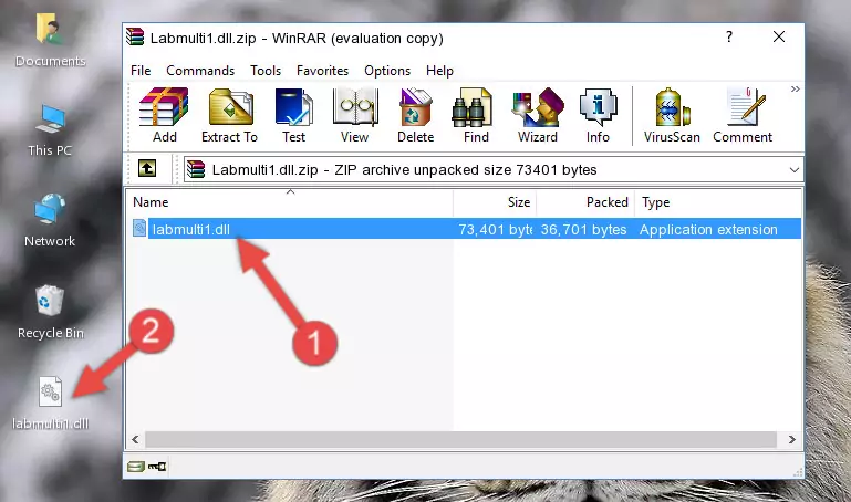 Copying the Labmulti1.dll file into the file folder of the software.