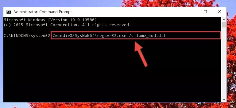 Creating a new registry for the Lame_mod.dll library in the Windows Registry Editor