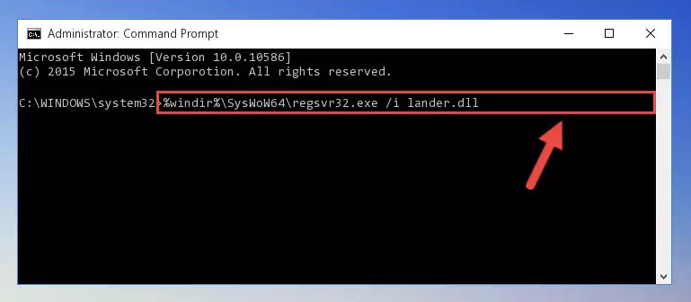 Uninstalling the damaged Lander.dll library's registry from the system (for 64 Bit)