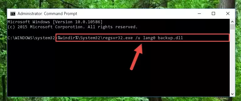 Creating a new registry for the Lang0 backup.dll file