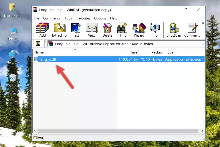 Copying the Lang_c.dll file into the software's file folder