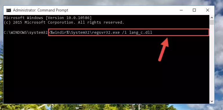 Uninstalling the Lang_c.dll file from the system registry
