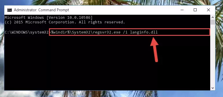 Deleting the Langinfo.dll library's problematic registry in the Windows Registry Editor