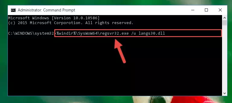 Reregistering the Langs30.dll file in the system