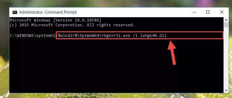 Deleting the Langs40.dll library's problematic registry in the Windows Registry Editor