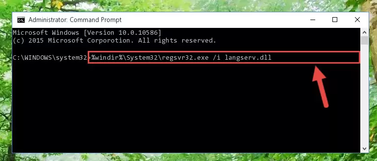 Deleting the damaged registry of the Langserv.dll