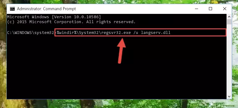 Creating a new registry for the Langserv.dll file in the Windows Registry Editor