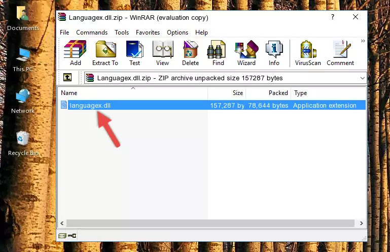 Pasting the Languagex.dll file into the software's file folder