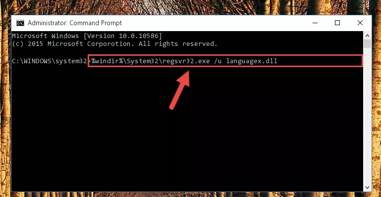 Reregistering the Languagex.dll file in the system