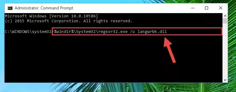 Extracting the Langwrbk.dll library from the .zip file