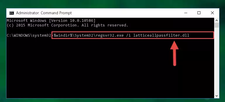 Uninstalling the Latticeallpassfilter.dll library from the system registry