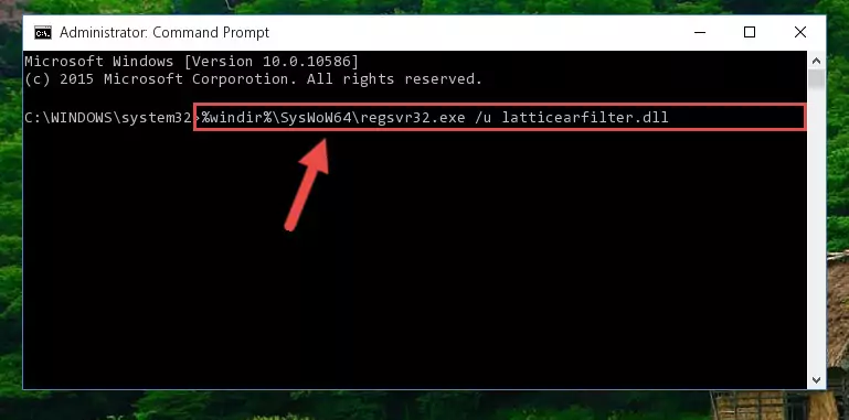 Reregistering the Latticearfilter.dll file in the system (for 64 Bit)