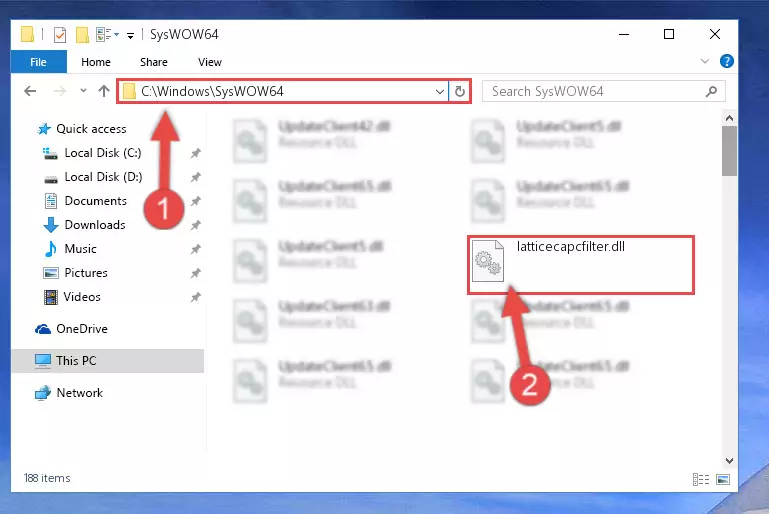 Extracting the Latticecapcfilter.dll library to the desktop