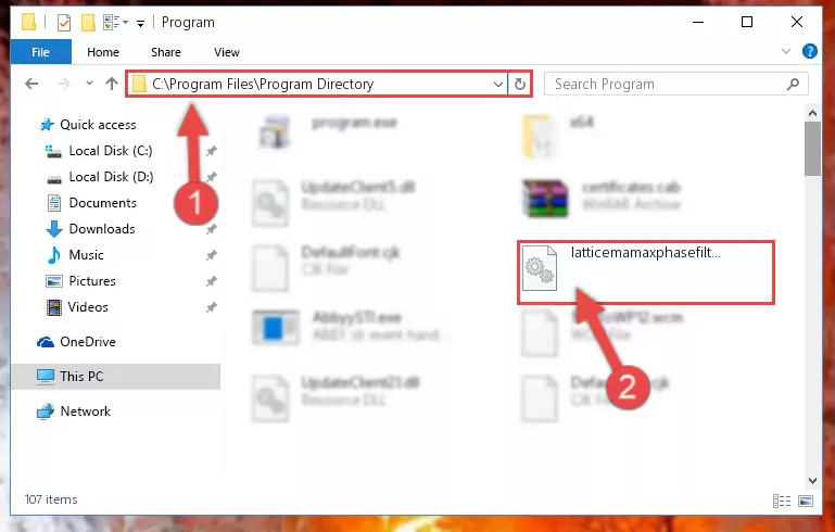 Uninstalling the damaged Latticemamaxphasefilter.dll library's registry from the system (for 64 Bit)
