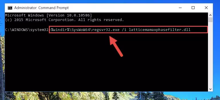 Deleting the Latticemamaxphasefilter.dll library's problematic registry in the Windows Registry Editor